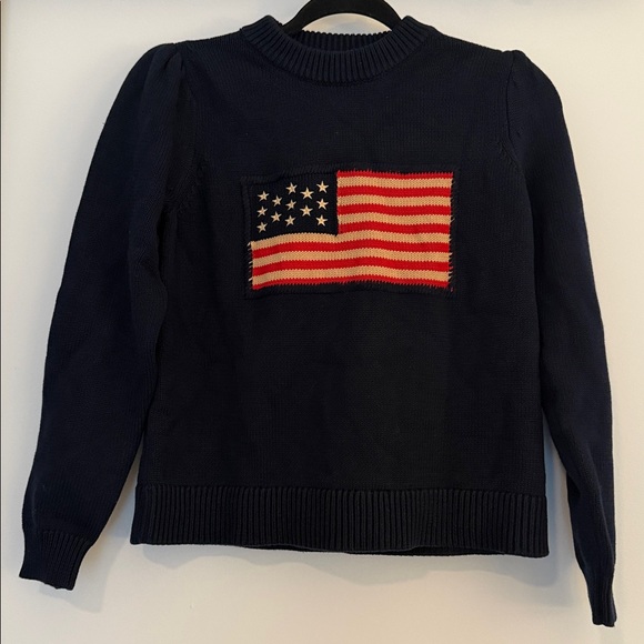 Tuckernuck Navy Cropped Cotton Puff Sleeve AmericanaSweater NWT XS - Picture 8 of 10